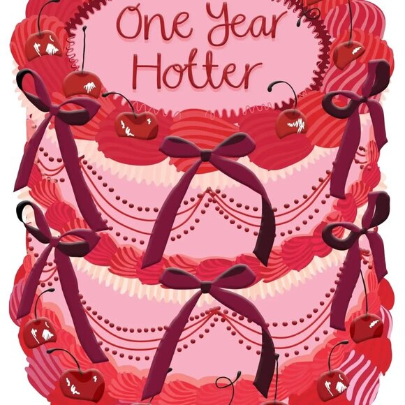 ($6) Birthday Cake Shaped Birthday Cards - One Year Hotter - Picture 2 of 2